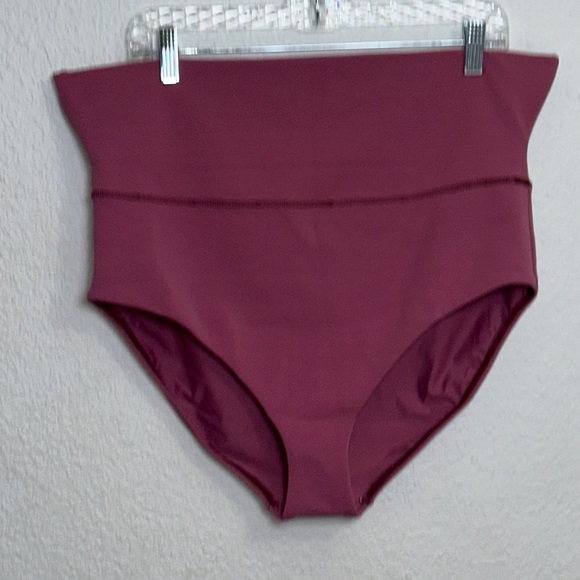 Jets Australia Isla Rib Fold Down High Waisted Bikini Bottom  Mauve Size 16 NWT - Picture 2 of 11